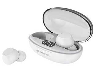 CELEBRAT earphones με θήκη φόρτισης TWS-W32, True Wireless, λευκά