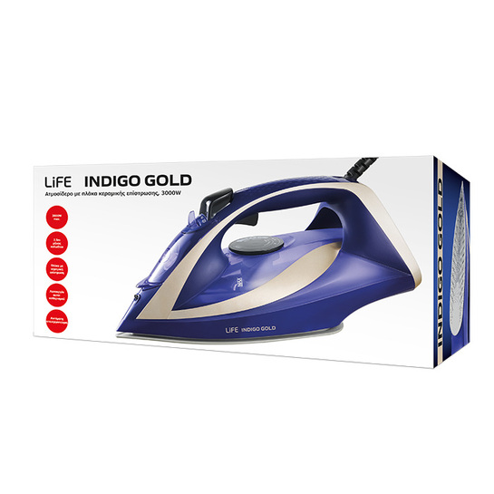 LIFE INDIGO GOLD Ατμοσίδερο με πλάκα κεραμικής επίστρωσης, 3000W.