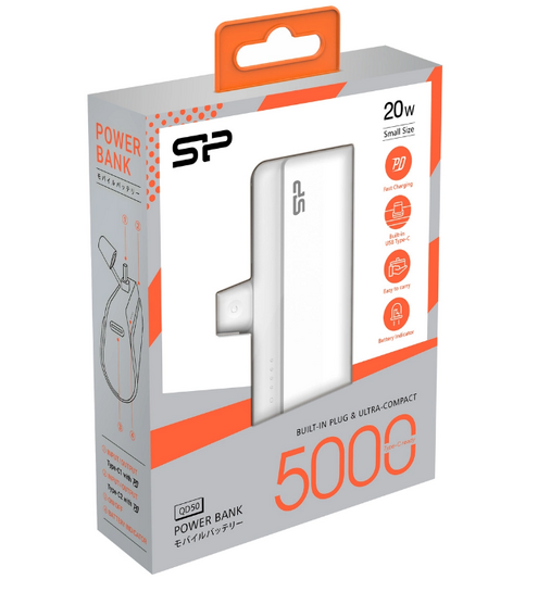 SILICON POWER power bank QD50, USB-C, 5000mAh, 20W PD, λευκό