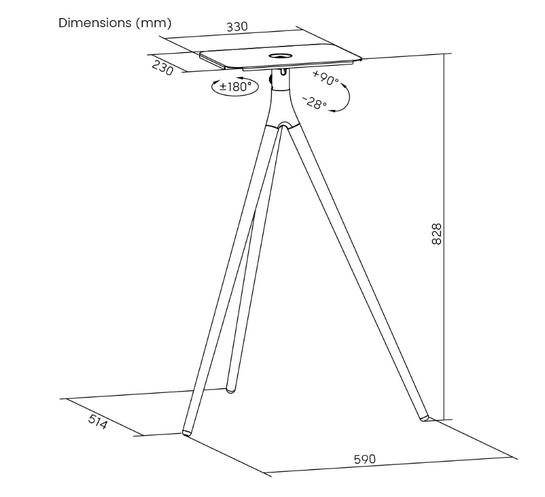 BRATECK βάση projector δαπέδου PRB-24, έως 10kg
