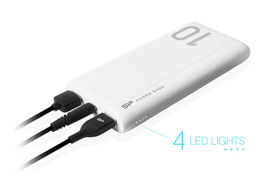 SILICON POWER power bank GP15, 10000mAh, 2x USB output, 2.1A, λευκό