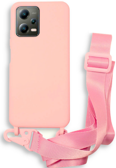Bodycell Θήκη Σιλικόνης με Λουράκι Λαιμού - Xiaomi Redmi Note 12 5G / Poco X5 - Pink