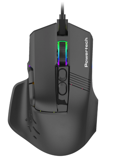 POWERTECH ενσύρματο gaming ποντίκι PT-1274, RGB φως, οπτικό, 12000DPI, μαύρο