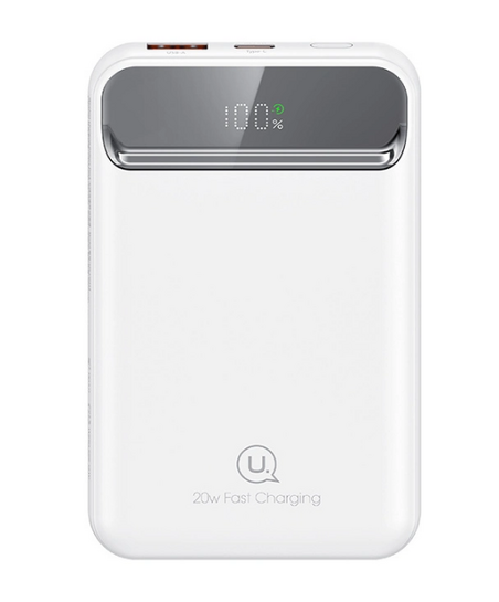 USAMS power bank US-CD214, 2x έξοδοι, wireless, 10000mAh, 20W, λευκό