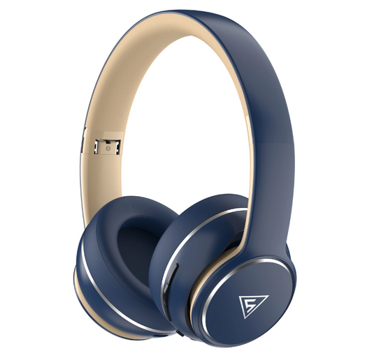 DOQAUS headphones DESIGN 3, ασύρματα & ενσύρματα, Φ40mm, 600mAh, μπλε