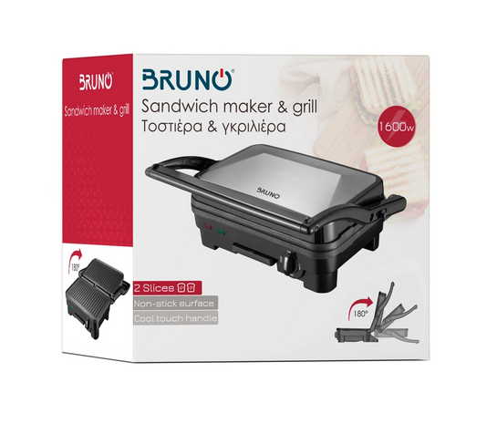 BRUNO τοστιέρα & γκριλιέρα BRN-0078, αντικολλητική επιφάνεια, 1600W