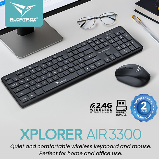 ALCATROZ SILENT WIRELESS 2.4G KEYBOARD & MOUSE 1600DPI BLACK