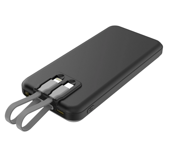 POWERTECH power bank με καλώδια και οθόνη PT-1135 10000mAh, 22.5W, μαύρο