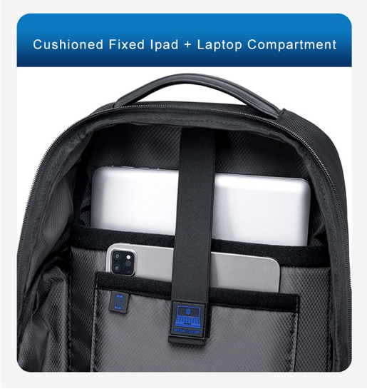 ARCTIC HUNTER τσάντα πλάτης B00683 με θήκη laptop 15.6", USB, 20.5L, μαύρη