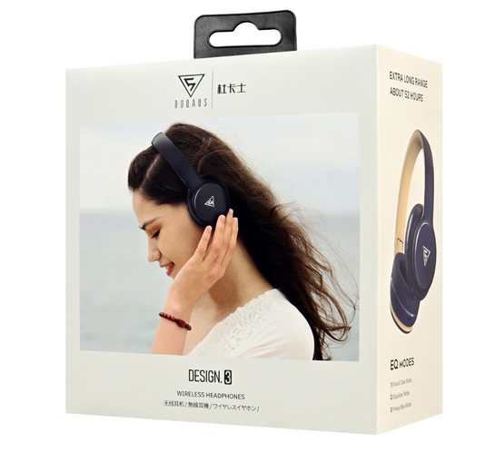 DOQAUS headphones DESIGN 3, ασύρματα & ενσύρματα, Φ40mm, 600mAh, μπλε