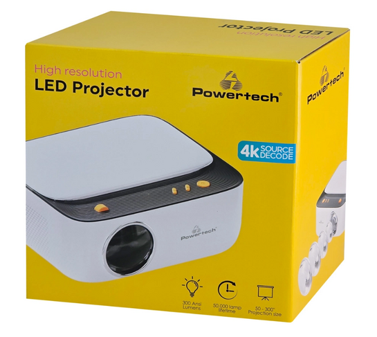 POWERTECH βιντεοπροβολέας PT-1307, 1080p, 300 ANSI lumens, λευκός