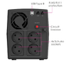 POWERTECH UPS Line Interactive PT-1297 με οθόνη, 1500VA, 900W, 4x Schuko, 2x RJ45/RJ11, USB Type B
