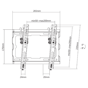 SBOX WALL MOUNT WITH TILT 23′ – 43′ VESA 200×200 MAX PLB-3422T-2