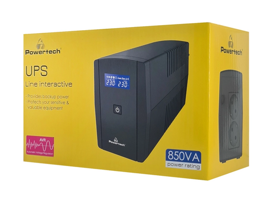 POWERTECH UPS Line Interactive PT-1295 με οθόνη, 850VA, 510W, 2x Schuko