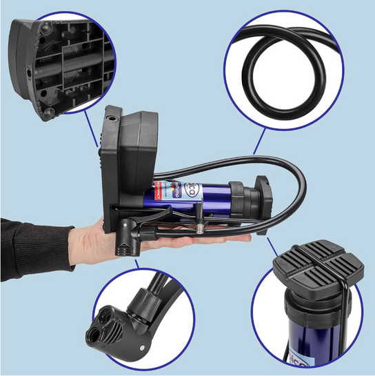 ALCA τρόμπα ποδιού 201300 με μανόμετρο, 160PSI, μπλε