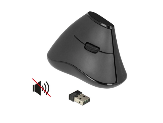 DELOCK ασύρματο vertical ποντίκι 12622 οπτικό, 5 πλήκτρα, 1000DPI, μαύρο