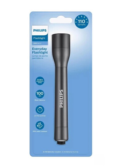 PHILIPS φορητός φακός LED SFL4002T-10, 4000 series, 110lm, μαύρος