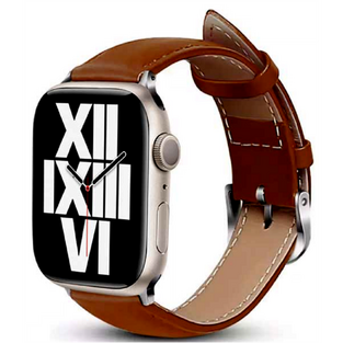 Crong Noble Band - Δερμάτινο Λουράκι Apple Watch Ultra/SE/8/7/6/5/4 (49/45/44mm) - Mokka