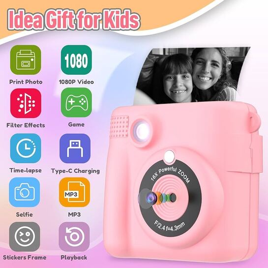 LAMTECH KID INSTANT CAMERA WITH FLASH PINK LAM114253