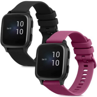 KW Λουράκι Σιλικόνης (20mm) Garmin Venu Sq Music / Sq - 2 Τεμάχια - Black / Bordeaux