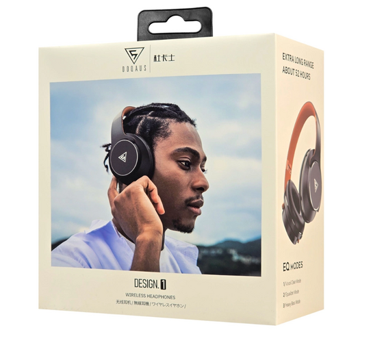 DOQAUS headphones DESIGN 1, ασύρματα & ενσύρματα, Φ40mm, 600mAh, μαύρα