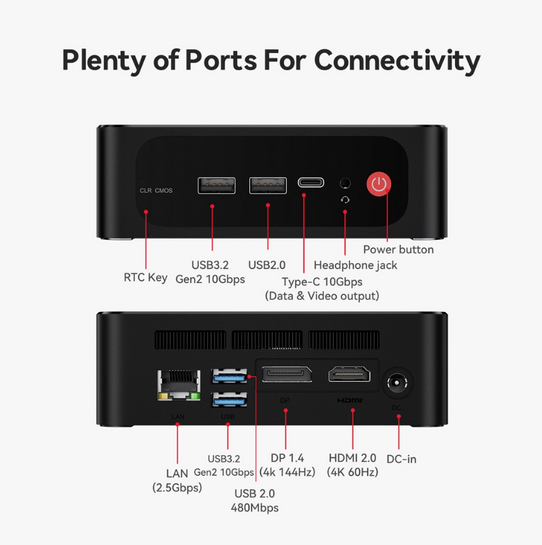 BEELINK mini PC SER5 Max, AMD 6800U, 24GB, 500GB M.2, Windows 11 Pro