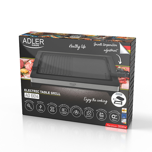 ADLER 2-TYPES TABLE ELECTRIC GRILL 3000W AD6614