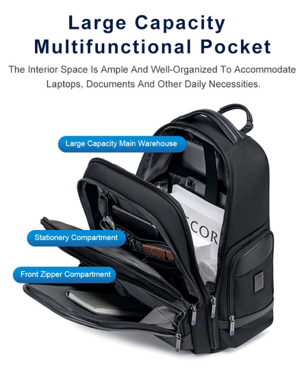 ARCTIC HUNTER τσάντα πλάτης B00683 με θήκη laptop 15.6", USB, 20.5L, μαύρη