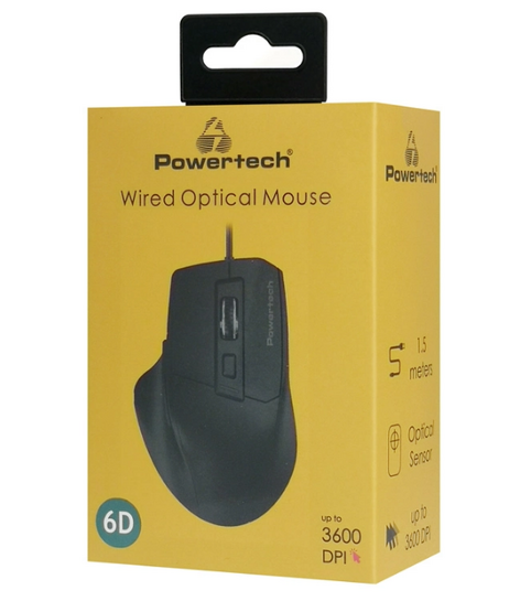 POWERTECH ενσύρματο ποντίκι PT-1273, οπτικό, 3600DPI, μαύρο