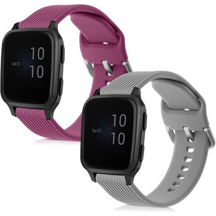 KW Λουράκι Σιλικόνης (20mm) Garmin Venu Sq Music / Sq - 2 Τεμάχια - Grey / Bordeaux