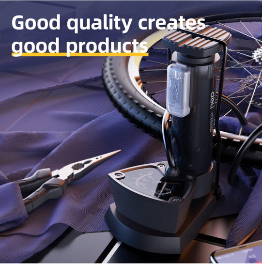 DELI τρόμπα ποδιού DL880003 με μανόμετρο, 140PSI, μαύρη