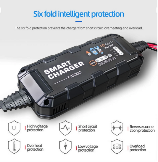 BYGD φορτιστής & συντηρητής μπαταρίας αυτοκινήτου F10000, 6V/2A 12V/10A