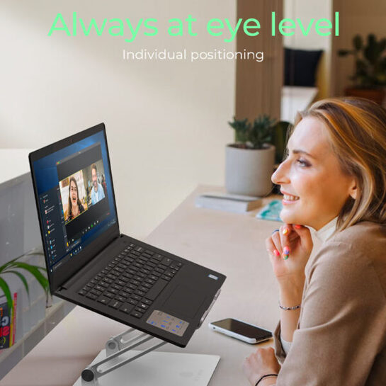 ICY BOX NON-SLIP & HEIGHT ADJUSTABLE NOTEBOOK HOLDER 17' SILVER IB-NH300