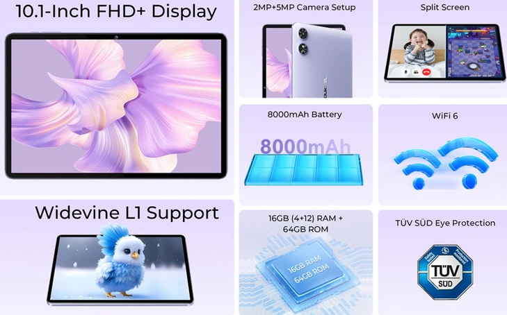 OUKITEL tablet OT6, 10.1" FHD+, 4/64GB, 8000mAh, Android 13, πράσινο