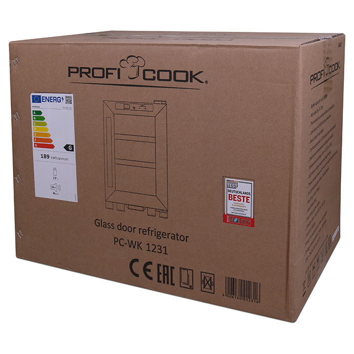 PROFI COOK PC-WK 1231 Συντηρητής κρασιών χωρητικότητας 6 μπουκαλιών (17L) σε μαύρο/ασημί χρώμα, 21.6W.