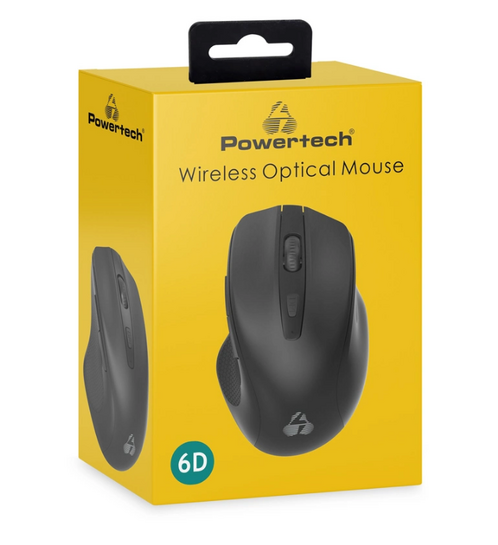 POWERTECH ασύρματο ποντίκι PT-1251, USB δέκτης, 1600DPI, μαύρο