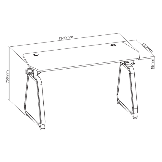 WHITE SHARK GAMING DESK WITH USB LIGHT EFFECTS MEDUSA