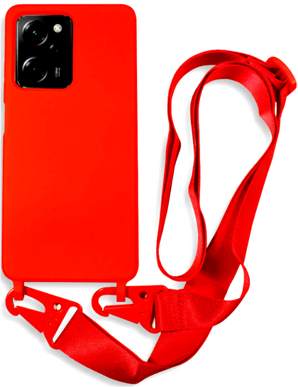 Bodycell Θήκη Σιλικόνης με Λουράκι Λαιμού - Xiaomi Redmi Note 12 Pro 5G / Poco X5 Pro - Red