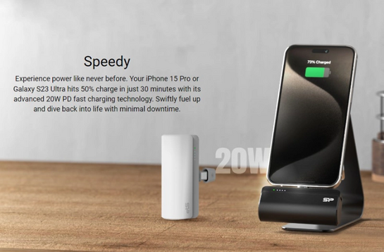 SILICON POWER power bank QD50, USB-C, 5000mAh, 20W PD, λευκό